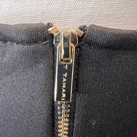 T Tahari Black Laser Cut Scallop Trim Midi Dress, Size 4 - Picture 10 of 16